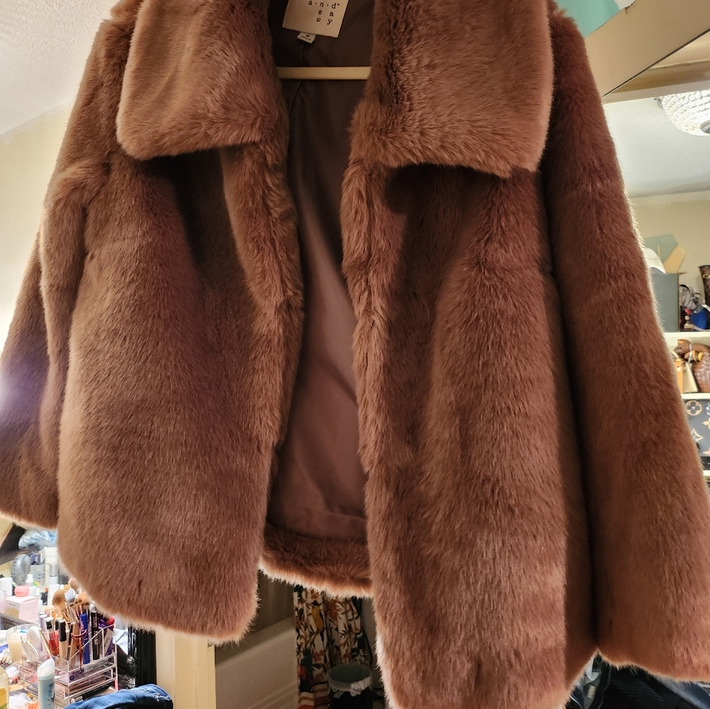 Mauve faux fur coat